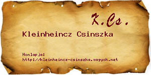 Kleinheincz Csinszka névjegykártya